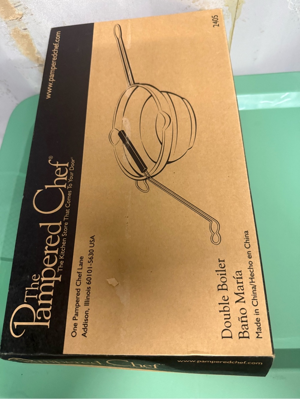The Pampered Chef Brown & Black Double Boiler Packaging